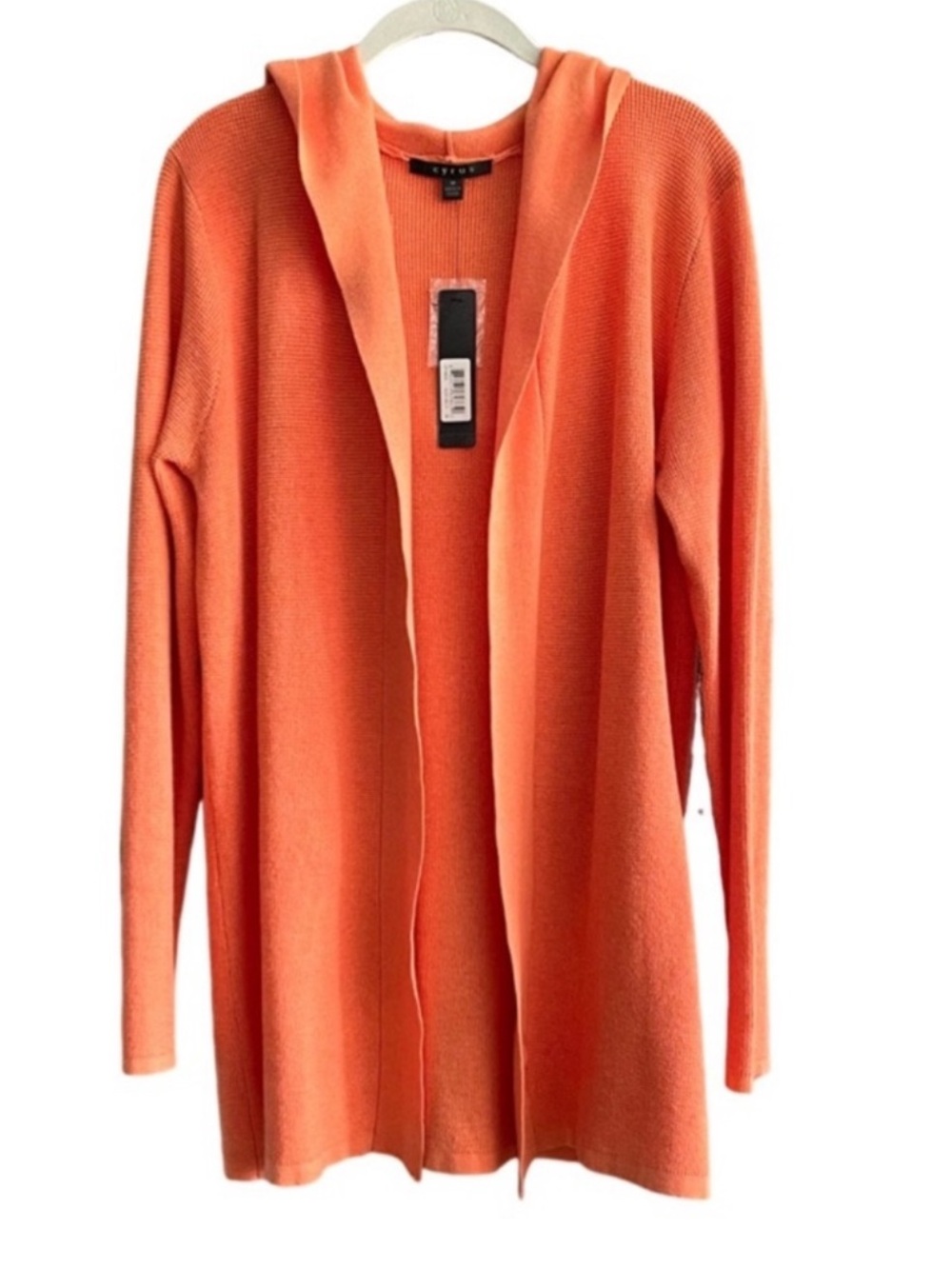NEW Cyrus Hooded Cardigan Sweater Waffle Knit Pockets Melon Orange Size M - Picture 9 of 9